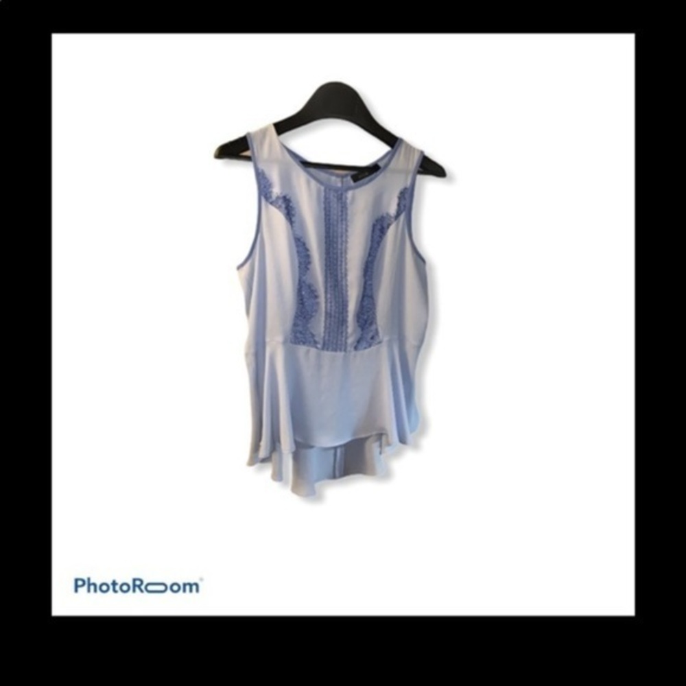 APT. 9 light blue peplum top w lace detail